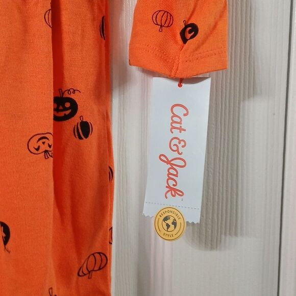 Cat & Jack orange long sleeve Halloween pumpkin jack o lantern dress  Sz 2T NWT - Picture 4 of 8